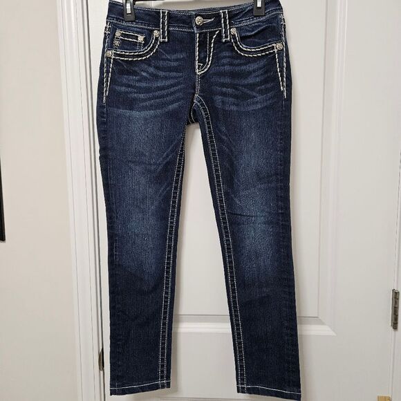 MISS ME Jeans Women's 26 (28x27) Signature Skinny Blue Low-Rise Flap Pockets - Picture 2 of 10